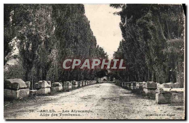 Old Postcard Arles Alyscamps Allee Des Tombs