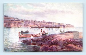 Tuck Oilette~The Grand Harbour MALTA 'Wide Wide World' no. 7091 Postcard