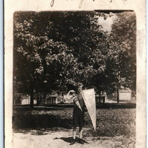 1908 Ligonier, IN / PA? Athlete RPPC High School Championship Pennant Photo A127