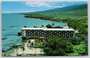 Kona Coast Hawaii~Keauhou Beach Hotel~Birds Eye View~Shoreline~1950s Postcard