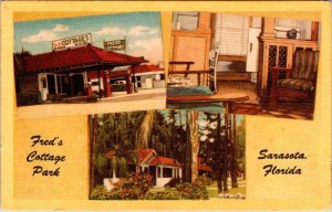 Sarasota, FL Florida  FRED'S COTTAGE PARK MOTEL Tamiami Trail Roadside  Postcard