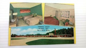 Vintage Postcard Virginia Court Meridian Miss. Hotel Motel Rooms