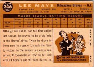 1960 Topps Baseball Card Lee Maye Milwaukee Braves sk1824