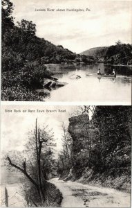 Postcard PA Huntingdon Juniata River Bible Rock Race Town Branch Road ~1910 S26