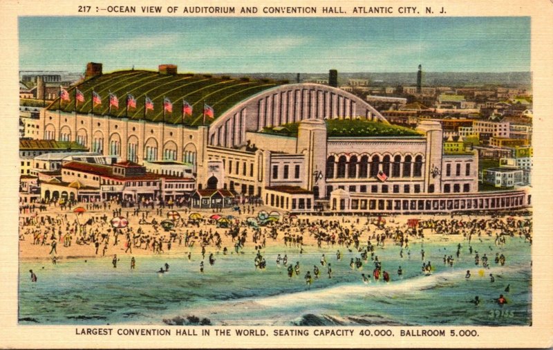 New Jersey Atlantic City Ocean View Of Auditorium and Convention Hall