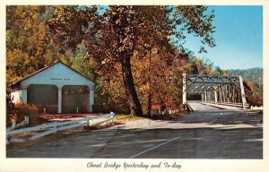 CHEAT BRIDGE 2 Views US 50 Covered Bridge West Virginia c1950s Vintage Postcard