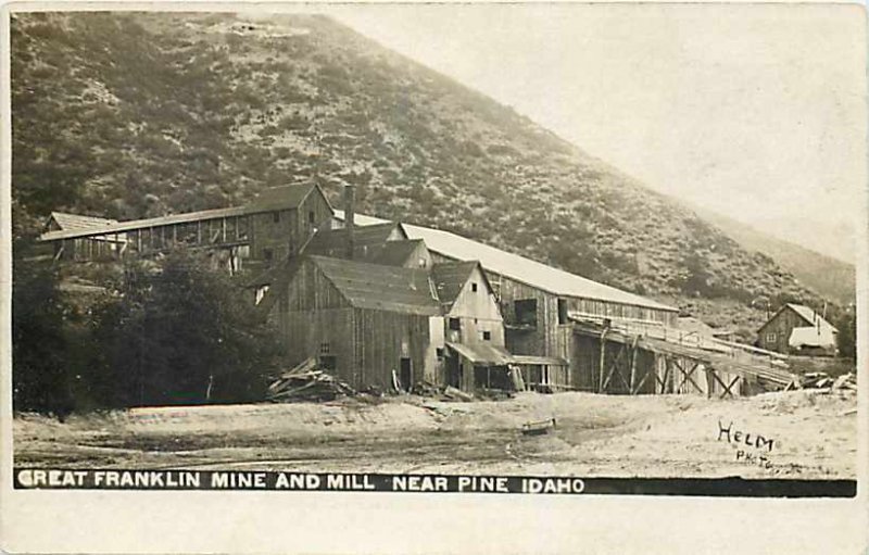 ID, Pine, Idaho, RPPC, Franklin Mine & Mill, Gold Mining, 1907 PM, Helm Photo