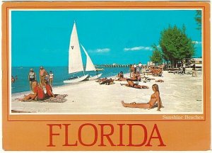 Sailboat, Sunshine Beaches, Florida, 1991 Chrome Postcard