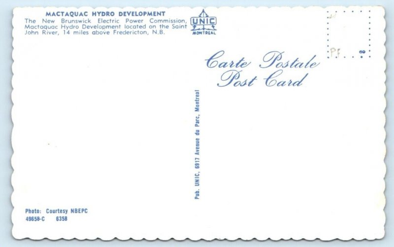 Mactaquac Hydro Development NEW BRUNSWICK Canada Postcard