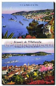 Old Postcard Villefranche-sur-mer city and harbor