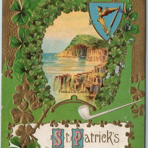 c1910s Staffa, Scotland Fingal's Cave St. Patrick's Day Greetings Embossed A196