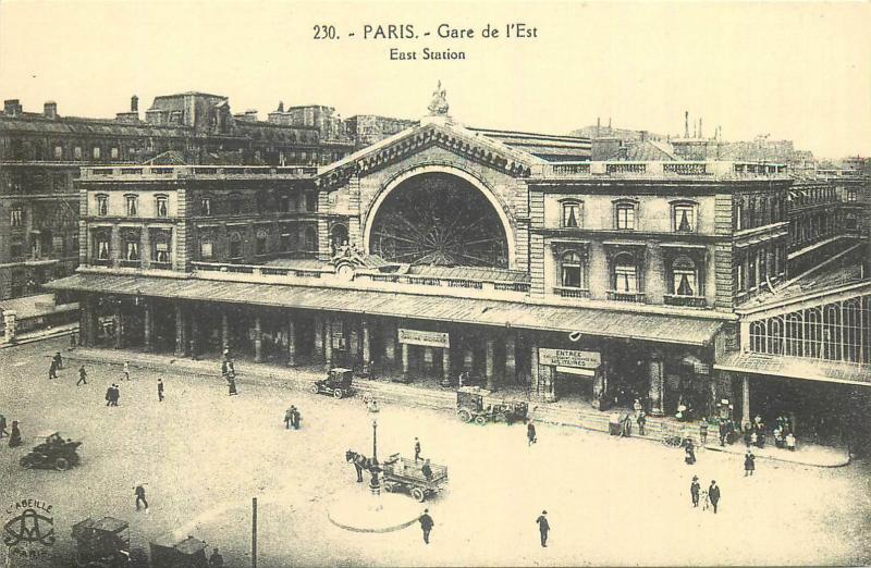 France Paris East railway train station repro postcard