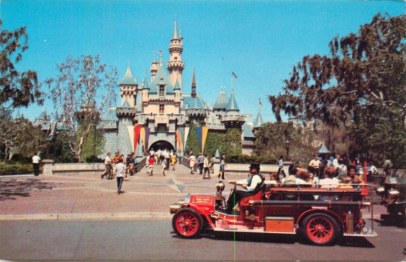 Postcard United States California Disneyland Sleeping Beauty castle bus