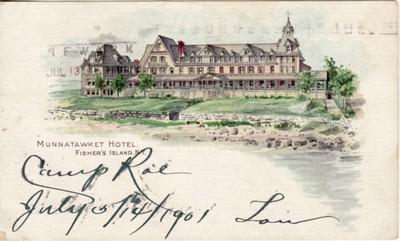 NY   FISHERS ISLAND   Munnatawket Hotel  1901 Postal / po...