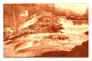 Upper Tumwater Falls Olympia Washington WA UNP Sepia DB Postcard Q7