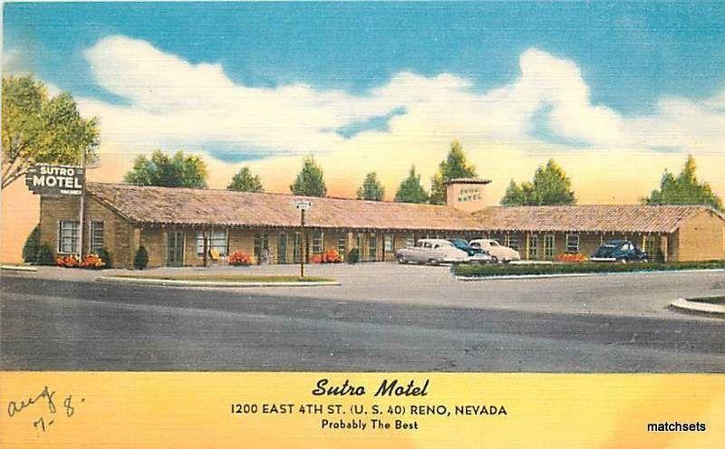 Linen RENO, NEVADA Sutro Motel Roadside Colorpicture Postcard 9593