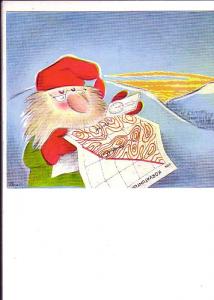 European Santa Claus with Orienteering Map and Compass