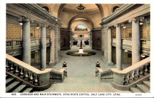 Utah Salt Lake City State Capitol Building Corridor and Main Stairways Curteich