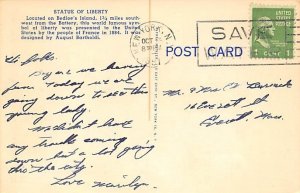 Statue of Liberty New York City, USA 1957 postal marking on front