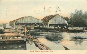 Catch Mark Marinette Wisconsin Logging Lumber 1909 Postcard 20-6953