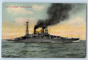 US Navy Ship Postcard US Dreadnaught South Carolina c1910's Unposted Antique