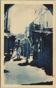 Algeria Une Rue de Biskra Vintage Postcard C192