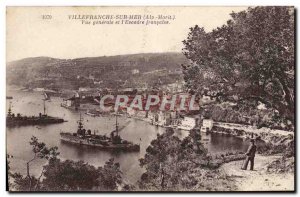 Old Postcard Villefranche Sur Mer General view and & # Charter French 39escadre