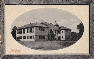 Los Gatos California High School Building Wood Frame Lithograph Postcard U3754