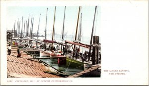 The Lugger Landing New Orleans Louisiana Private Mailing Card Sail Boats Workers