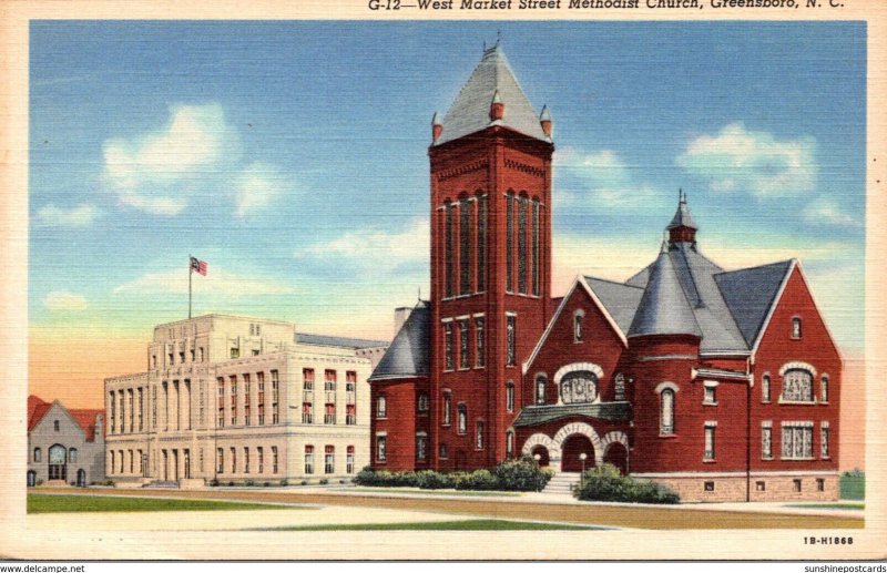 North Carolina Greensboro West Market Street Methodist Church 1943 Curteich