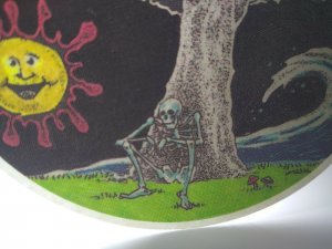 Grateful Dead Vintage Original Car Window Decal Skeleton Smoking Rainbow Tree