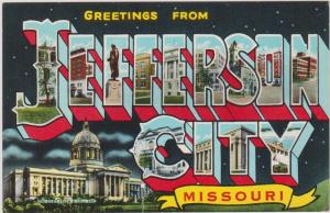 LP41  LARGE letter, Jefferson City, Missouri, MO, postcard.