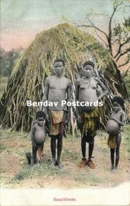 german south west africa, Native Bushmen San Family, Topless Nude Woman (1910s)