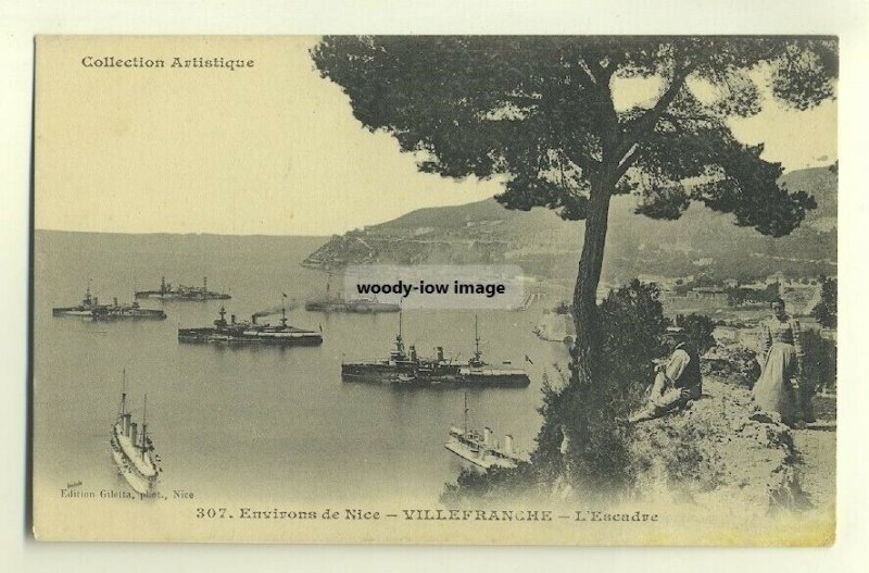 su0323 - Warships anchored off Villefranche , France - postcard