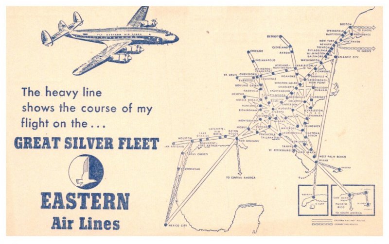 Great Silver Fleet , Route Map  Eastern Air Line