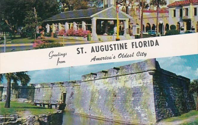 Greetings From St Augustine Showing Old Slave Market and Castillo De San Marco