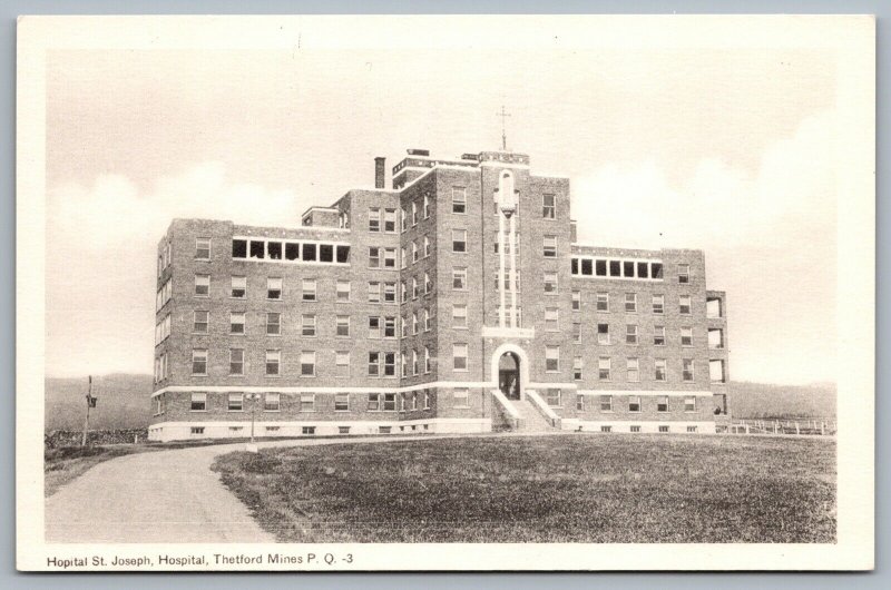 Postcard Thetford Mines PQ c1940s Hospital St. Joseph Les Appalaches Regional Co