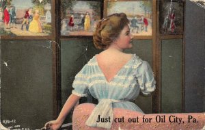 Oil City Pennsylvania 1909 Postcard Just Cut Out For Pretty Girl