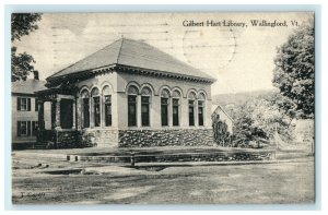 1916 Gilbert Hart Library, Wallingfort Vermont VT Antique Postcard 