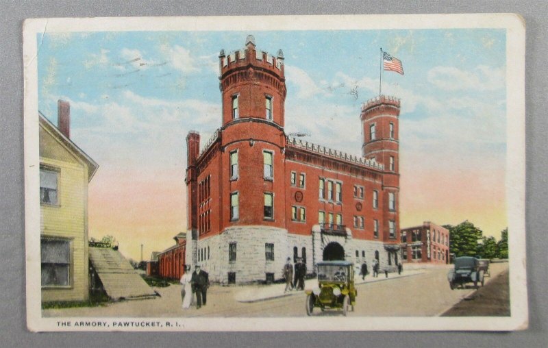 The Armory, Pawtucket, RI 1922 Postcard (#5632)