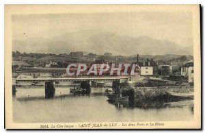 Old Postcard Saint Jean de Luz Basque Riviera The two points and the Rhune