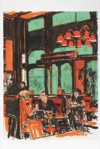 Le Cafe Charbon Paris Restaurant French Sketch Painting Postcard