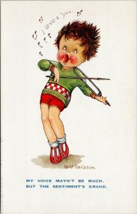 Child Playing Violin Mirror Music Musician Nora Davidson No 71 Postcard F87