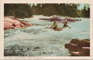 French River near North Bay Ontario Canoeing Canoe Unused PECO Postcard F98