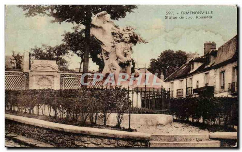 Old Postcard Ermenonville Statue of J J Rousseau