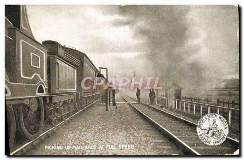 CPA Train Locomotive Picking up mail bags at full speed London & North Railway C