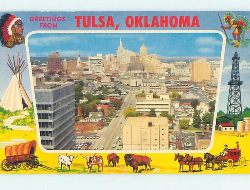 Pre-1980 GREETINGS FROM POSTCARD Tulsa Oklahoma OK ho5653