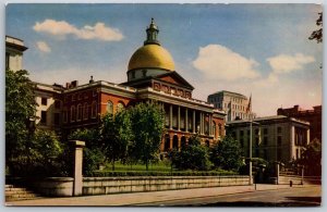 Vtg Boston Massachusetts MA State House Beacon Hill Park Street Postcard