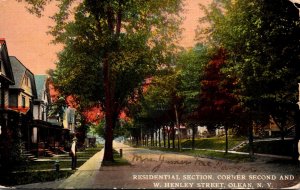 New York Olean Residential Section Corner Second and West Henley Street 1912