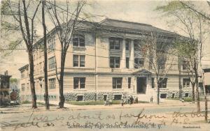 Hand colored High School 1908 Schenectady New York Rotograph postcard 10010